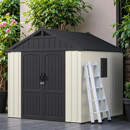 8x8FT Plastic Outdoor Storage Shed with Floor