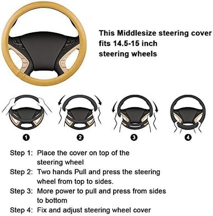 Top Grade Black Genuine Leather Steering Wheel Cover Men Women