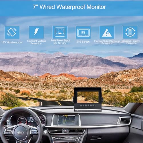 7" 1080P AHD Wired Reverse Rear View Backup Two