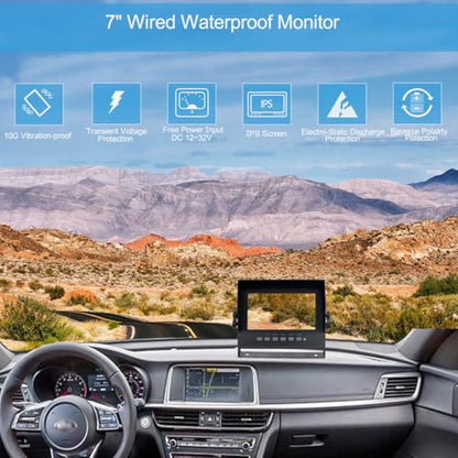 7" 1080P AHD Wired Reverse Rear View Backup Two