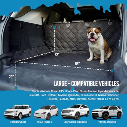Bulldogology SUV Cargo Liner for Dogs 55"x82" Heavy Duty Pet Trunk Cargo Cover Area
