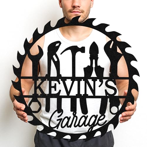 Custom Garage Workshop Metal Sign Personalized Tool Name Wall Art for Car Truck Mechanic Shop Decor Durable Steel Sign for Dad Husband Men’s Auto Workspace or Fence
