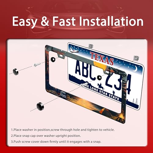 Camping License Plate Frame Stainless Steel Forest License Holder