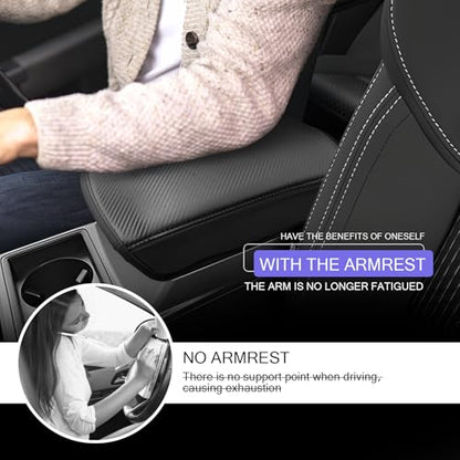 2022 2024 Outlander Center Console Cover Compatible with 2022 2023 2024 Mitsubishi Outlander Accessories Armrest Console Cover Carbon Fiber Texture Soft Material