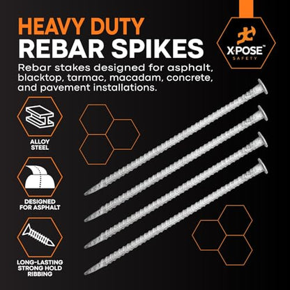 14" Galvanized Rebar Stakes for Speed Bumps & Parking Stops (45 Count)
