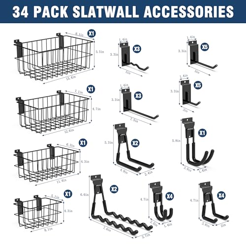 Slatwall Hooks 34 Pack Heavy Duty Multi Sizes (34 Count)