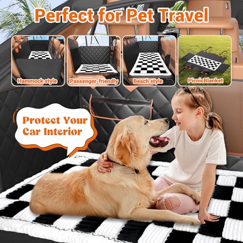 Hard Bottom Car Seat Cover for Dog swith Removable Soft Blankets