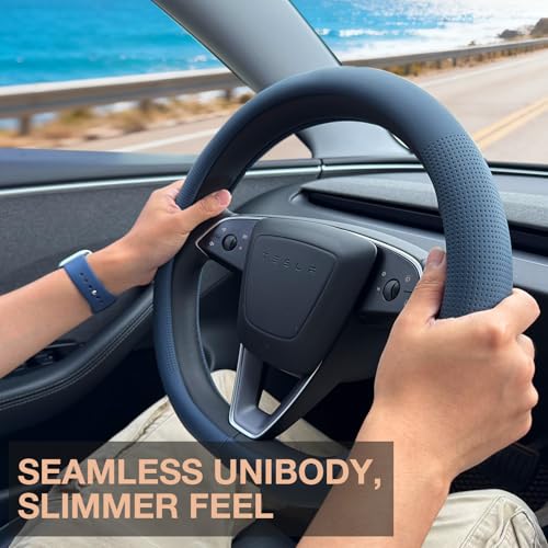 Nappa Leather Steering Wheel Cover for Tesla Model Y