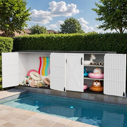 26 Cuft Outdoor Storage Box with Lockable Doors