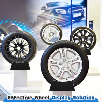 2 Pcs Car Tire Display Stand Wheel Display Rack Adjustable Width Rim Storage Wheel Rim Holder Tyre Stand Base Tire Tray Base for Exhibition Shop Garage Trade Show