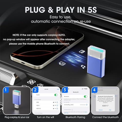 2in1 Mini Wireless Carplay Adapter for Apple iPhone & Android Auto