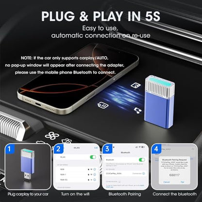 2in1 Mini Wireless Carplay Adapter for Apple iPhone & Android Auto