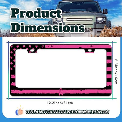 Breast Cancer Awareness Pink Ribbon License Plate Frame 6.3 X 12.2 Inch