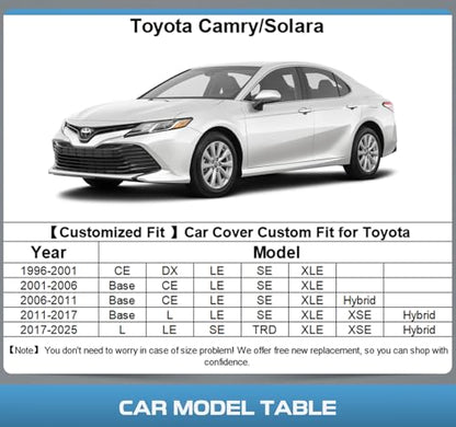 10 Layers Car Cover Custom Fit for Toyota Camry 1996