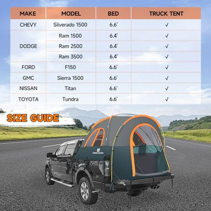 Truck Bed Tent 6.4' ~ 6.7' Easy Set Up Umburato Pickup Truck Tents for Camping