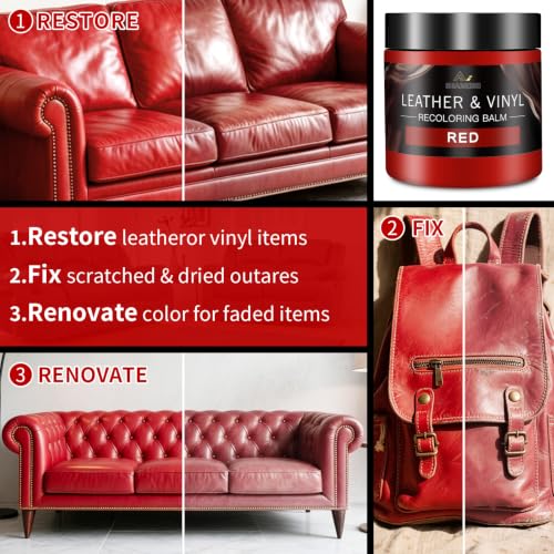 Leather Recoloring Balm and Leather Repair Kit for Furniture (8 Fl Oz)