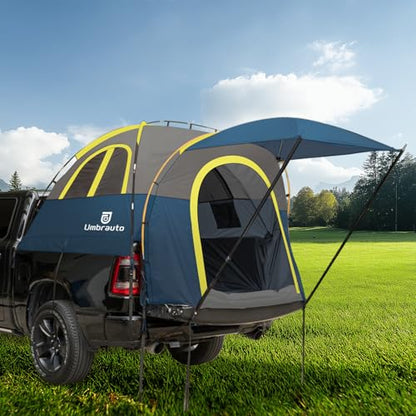 Truck Bed Tent with Awning 5.5' ~ 5.8' Easy Set Up Umburato Pickup Truck Tents for Camping