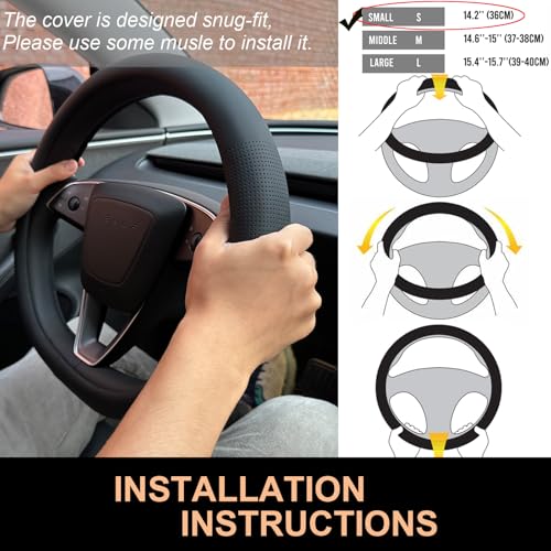 Nappa Leather Steering Wheel Cover for Tesla Model Y