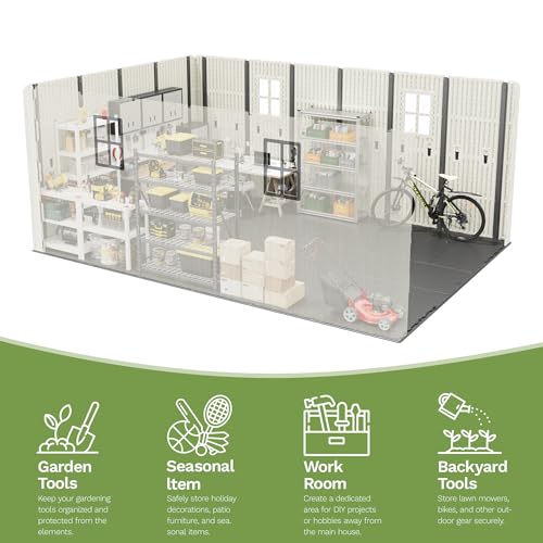 10x14 FT Resin Outdoor Storage Shed with Floor and Skylight