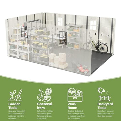 10x14 FT Resin Outdoor Storage Shed with Floor and Skylight