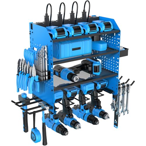 Heavy Duty Power Tool Organizer Wall Mount with Charging Station