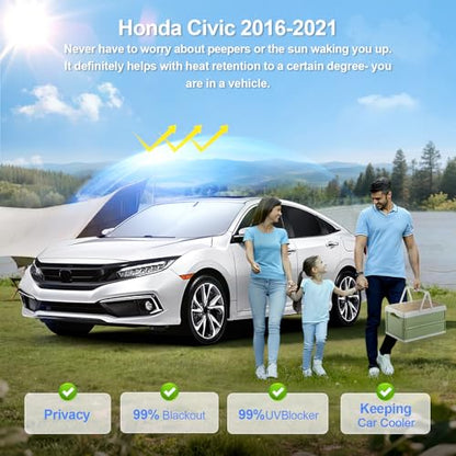 8pcs Car Window Shades for Honda Civic 2016 (8 Count)