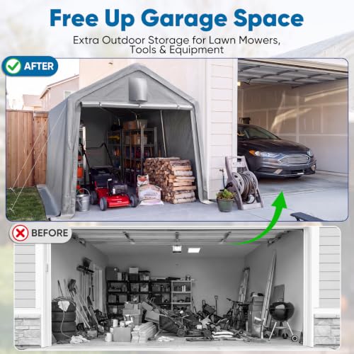 10x15FT Carport Shelter Large Storage Shed with Roll