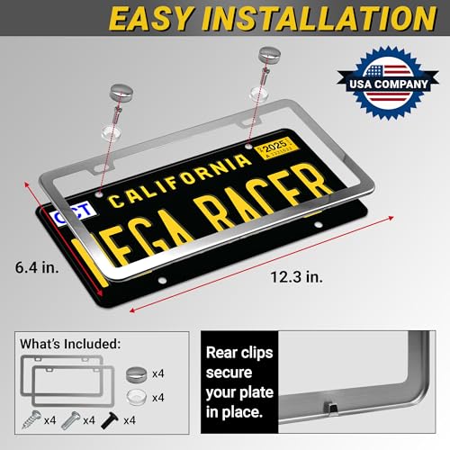 Premium Slim Mirror Chrome License Plate Frames