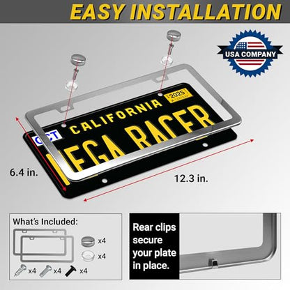Premium Slim Mirror Chrome License Plate Frames