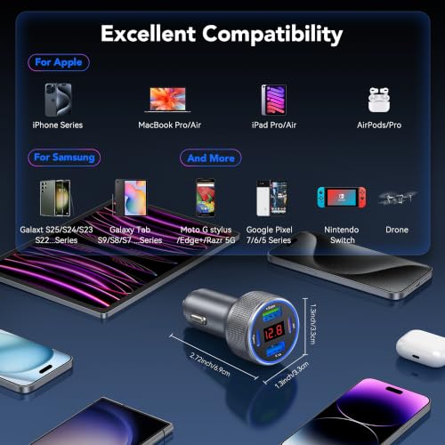 4 Port USB C Car Charger Fast Charging