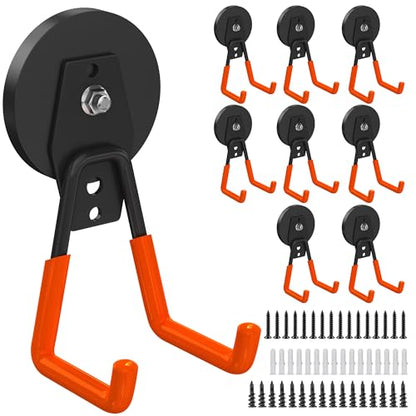 8 Pack Heavy Duty Storage Magnetic Utility Hooks Large Garage Strong Extra Magnet Hooks Hanger with Anti (8 Count)