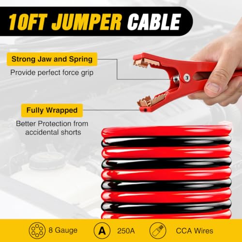 Car Roadside Emergency Kit with Jumper Cables Air Compressor