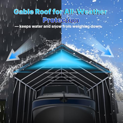 13x20 ft Carport 2 Roll up Doors & Vents Outdoor Portable Storage Shelter Garage Tent for Vehicle Boat Truck Anti