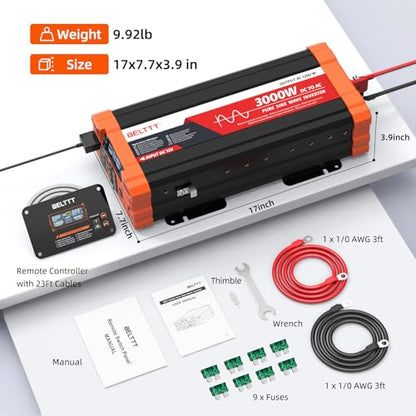 3000W Pure Sine Wave Inverter 12V DC to 120V AC