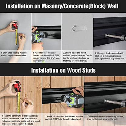 64" Garage Tool Organizer Wall Mount with 8 Adjustable Hooks