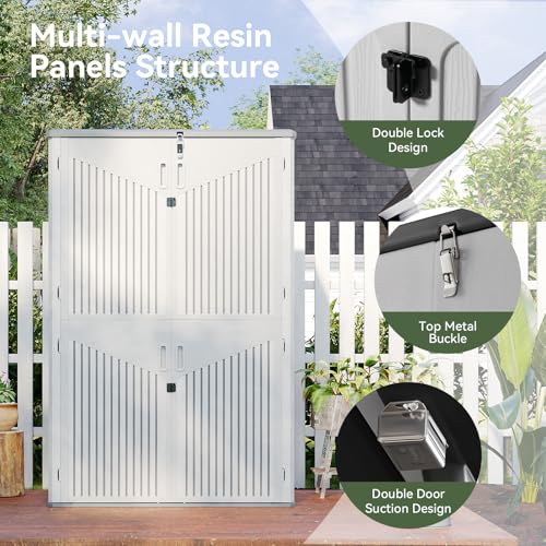 64 Cu.Ft Resin Outdoor Storage Shed with 2 Shelves & Floor