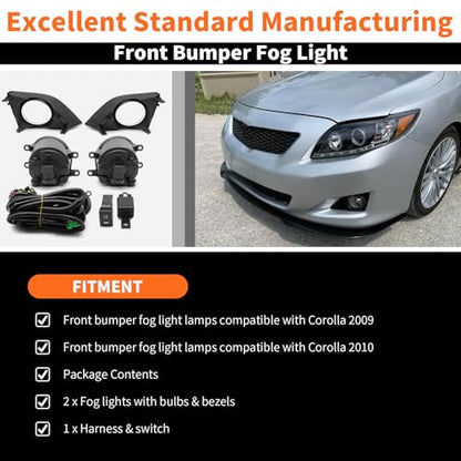 Fog Light Assembly Compatible with Corolla 2009 2010