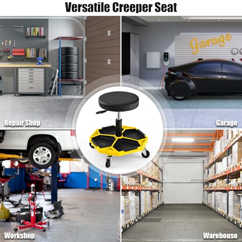Rolling Mechanic Stool with Removable Tool Tray & Padded Cushion