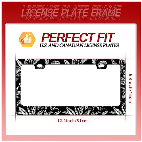Tropical Leaf License Plate Frame Stainless Steel Car Accessory 6.3x12.3In