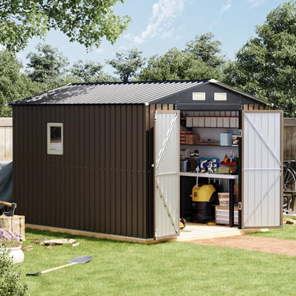 10 x 8 FT Storage Shed with Floor Frame for Backyard