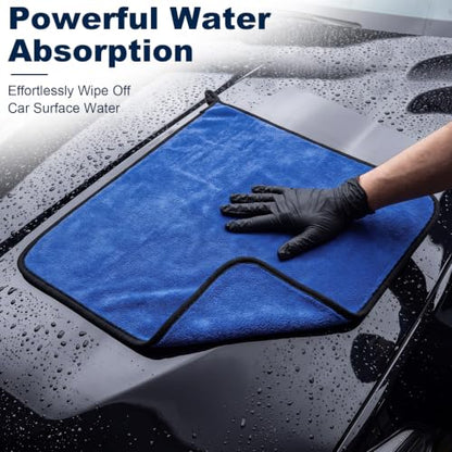 20 Pcs Microfiber Car Drying Towels Microfiber Cleaning Cloth 800 GSM Thick Plush Cleaning Dusting Cloth Auto Detailing Absorbent Towels Rags for Car Household Kitchen Window (20 Count)