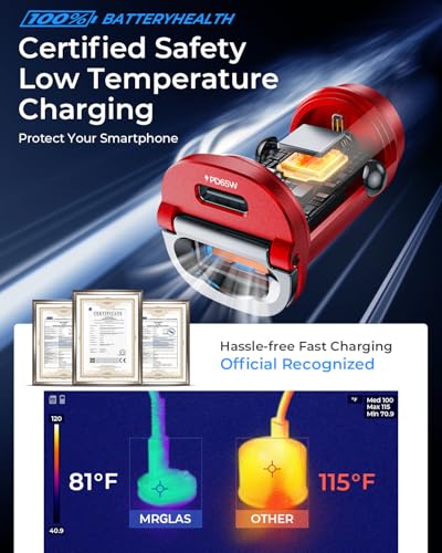 Upgraded】 125W USB C Car Charger Super Fast Charging for iPhone 17