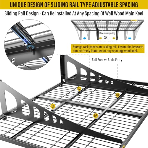 2x3ft Adjustable Rail Wall Garage Storage Shelf