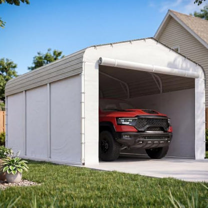 10x15 FT Heavy Duty Metal Carport with PE Sidewalls