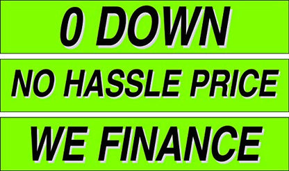 Ez line Vinyl Windshield Stickers 3 Dozen 15 Inch Chartreuse Slogan Dealership Pro Pack for Car Lots (36 Count)