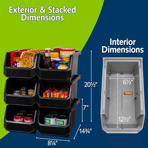 Akro Mils ReadySpace Large Stackable Plastic Storage Bins (6 Count)