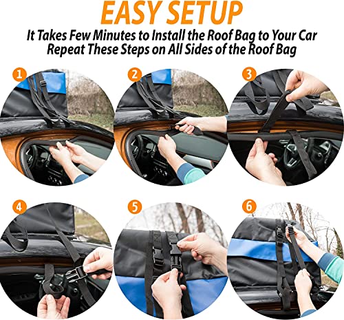 Zone Tech 21 Cubic Feet Car Rooftop Cargo Bag Carrier Soft Shell Waterproof Protective Tear and Dust Resistant Includes 6 Hooks