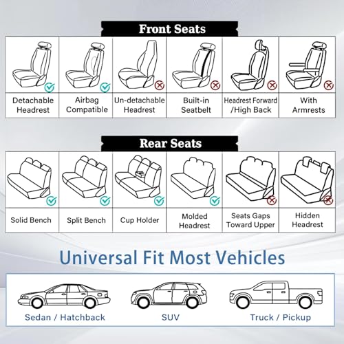 Nappa Faux Leather Car Seat Covers Full Set (5 Count)