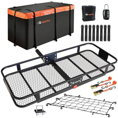 Hitch Mount Cargo Carrier Rack Basket 60"*25"*6"+Waterproof Bag 25 Cu.Ft