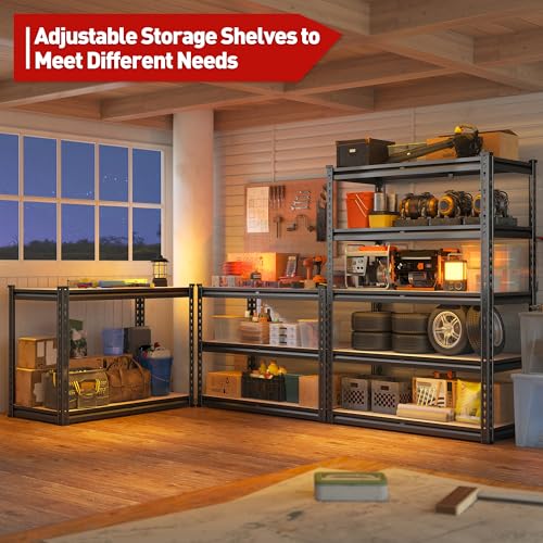 2000LBS Garage Shelving Heavy Duty 72''H Storage Shelves 5 Tier Heavy Duty Shelving (3 Count)